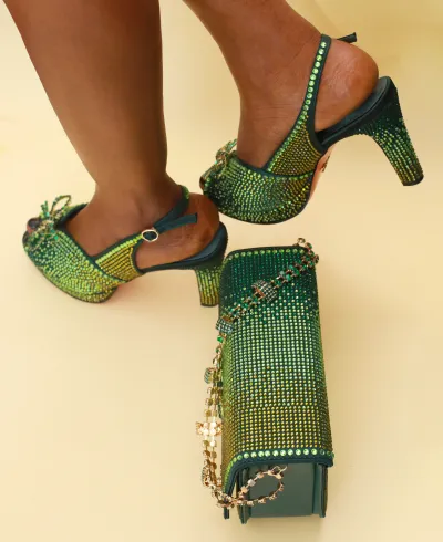 MAYBA Set – Emerald Crystal Edition  - Luxury Shoes at Futuretense Lekki Lagos