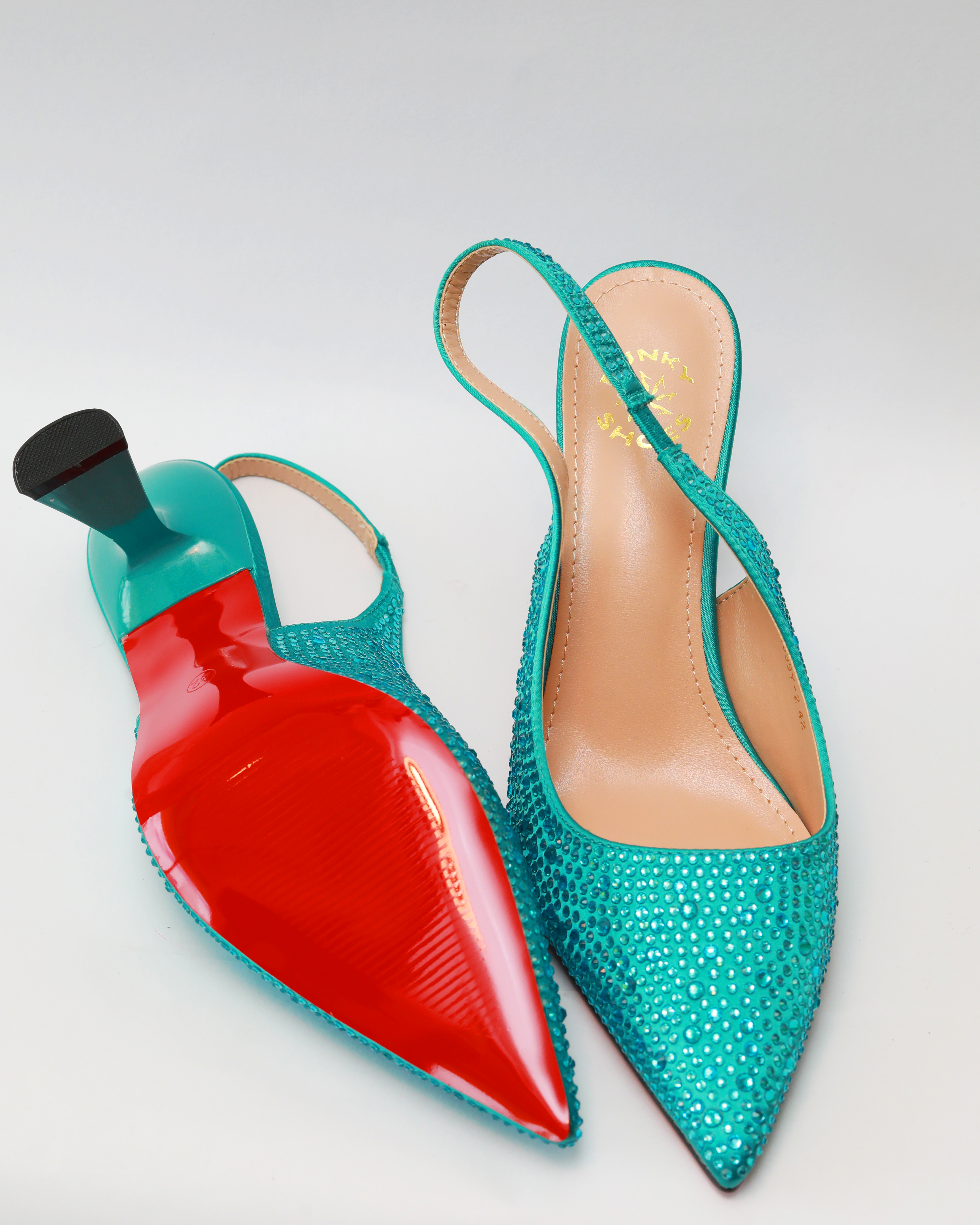 Flakky Purse and Shoe Set – Pink & Navy Green Crystal Edition