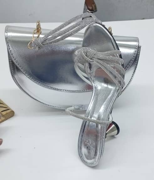 FUNKY SILVERCRYST Silver Shoe & Bag Set 